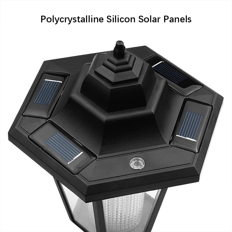 Retro Solar Wall Lights, Outdoor Hexagonal Lamp, IP65 Waterproof Fence Light, LED Landscape Lighting, for Courtyard,Gargen,Decor