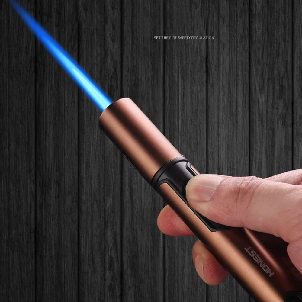 New HONEST Cigar Lighter Jet Flame Portable Butane Torch Lighter with Punch Mini Plastic Cigarette Lighter for Gift （No Gas）