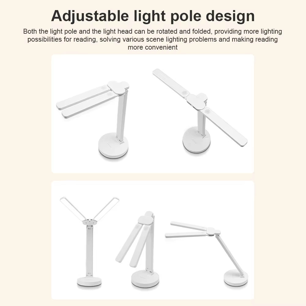 LED Desk Lamp 3 Levels Dimmable Touch Night Light USB Rechargeable Eye Protection Foldable Table Lamp for Bedroom Bedside Readin