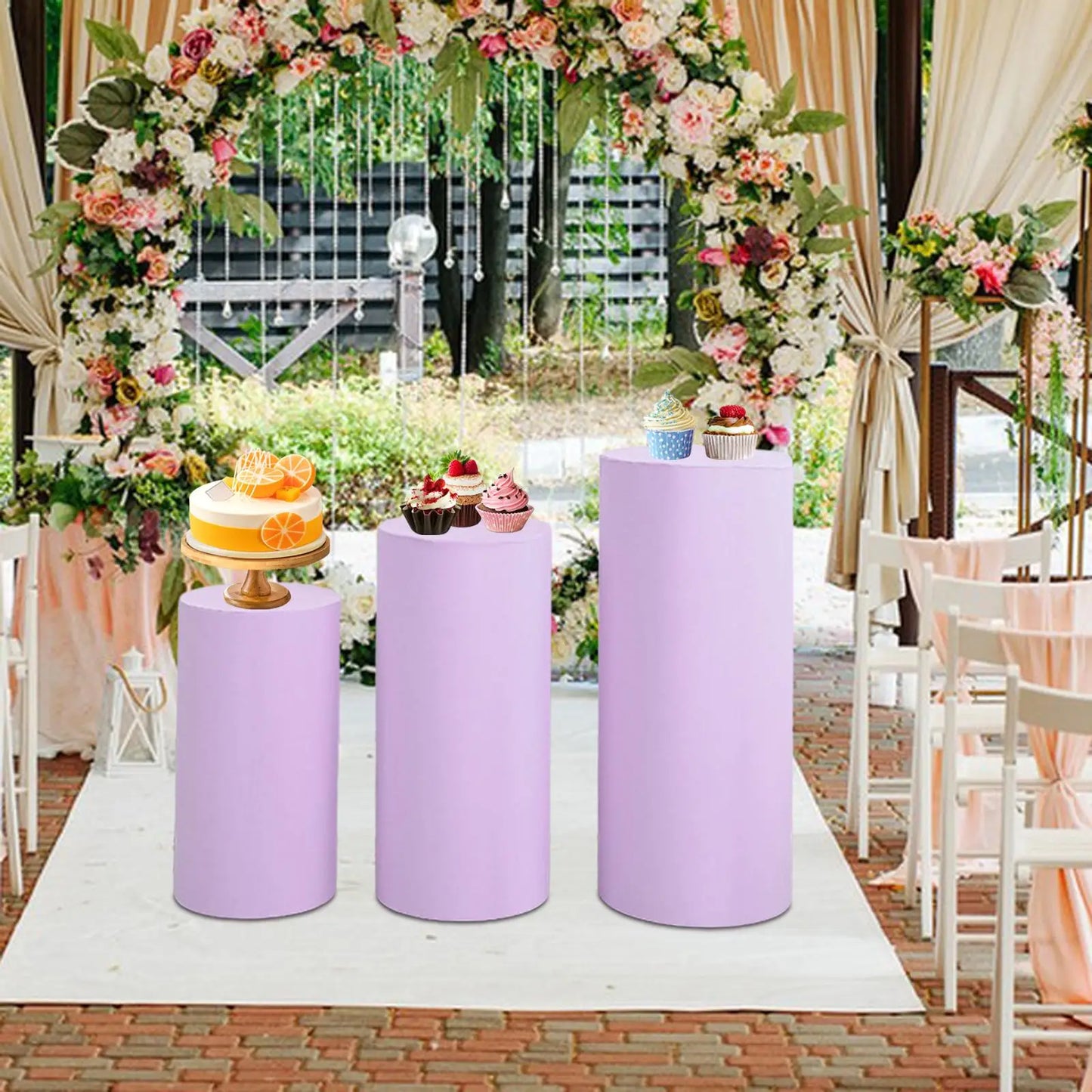 3Pcs Cylinder Pedestal Covers Plinth Stand Pillar Covers Cylinder Plinth Stand Covers for Engagement Wedding Decoration Props