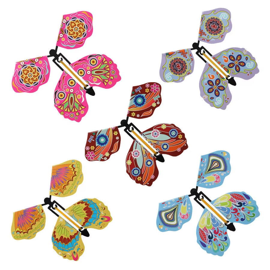 10PCS Random Color Magic Flying Butterfly Wind up Toy Bookmark Internet Celebrity Colorful Butterfly Simulation Party Gift