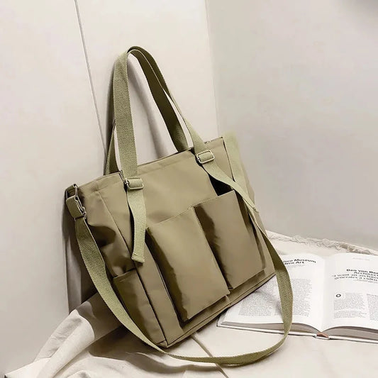 Female Simple Shoppers Bags Fashion Zipper Oxford Shoulder Handbags Waterproof Large Capacity Women'S Brand Crossbody Tote Bags
