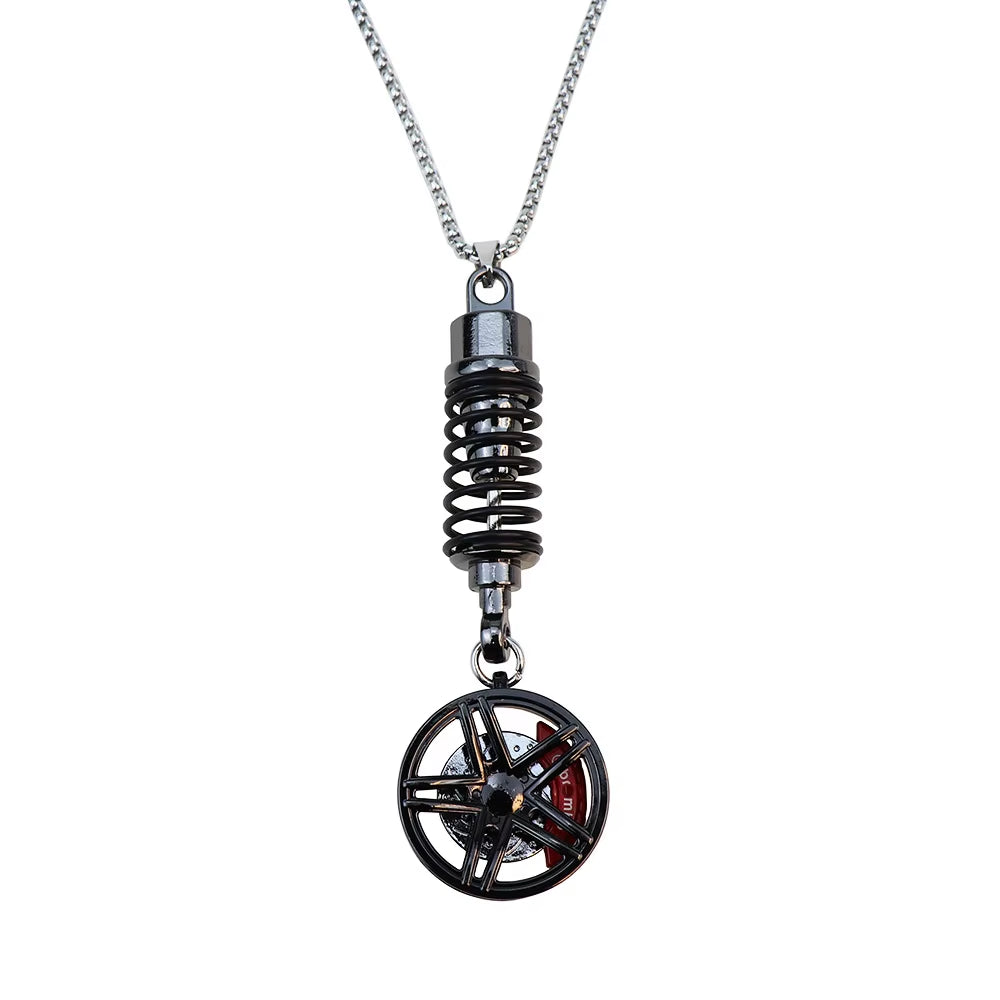 Car Mirror Rearview Pendant Auto Interior Decor Pendants Aluminum Wheel with Shock Absorber Ornament Hanging Accessories