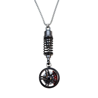 Car Mirror Rearview Pendant Auto Interior Decor Pendants Aluminum Wheel with Shock Absorber Ornament Hanging Accessories