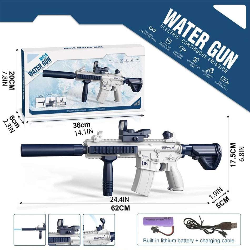 SCAR Electric Automatic Submachine M416 Water Gun Summer Outdoor Beach Firing Shooting Game Water Fight Toy for Children Gifts