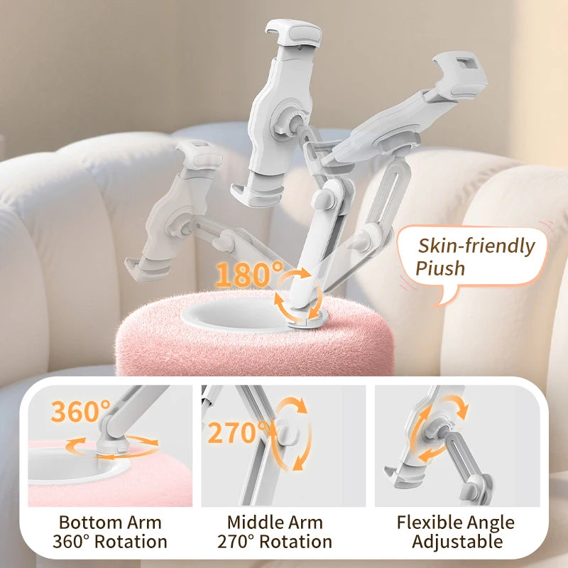 Plush Pillow Mobile Phone Tablet Holder Desktop Stand Adjustable Length Angle for Binge-Watching Live Straming Video Chat