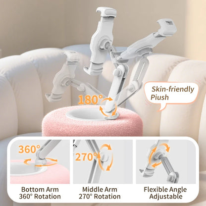 Plush Pillow Mobile Phone Tablet Holder Desktop Stand Adjustable Length Angle for Binge-Watching Live Straming Video Chat