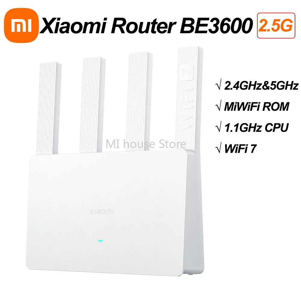 Mi Router BE3600 2.5G Wifi 7 Wiress Router 2.4Ghz 5Ghz Dual Band Mesh Works with  Mijia Mihome App Network Cable