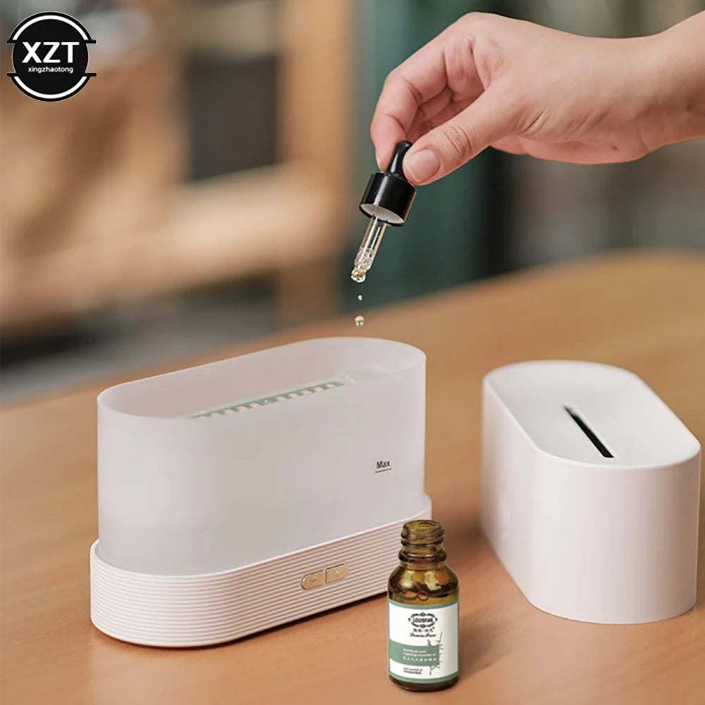 180ML Essential Oil Diffuser Simulation Flame Aromatherapy Machine Ultrasonic USB Humidifier Car Home Office Air Freshener Spray