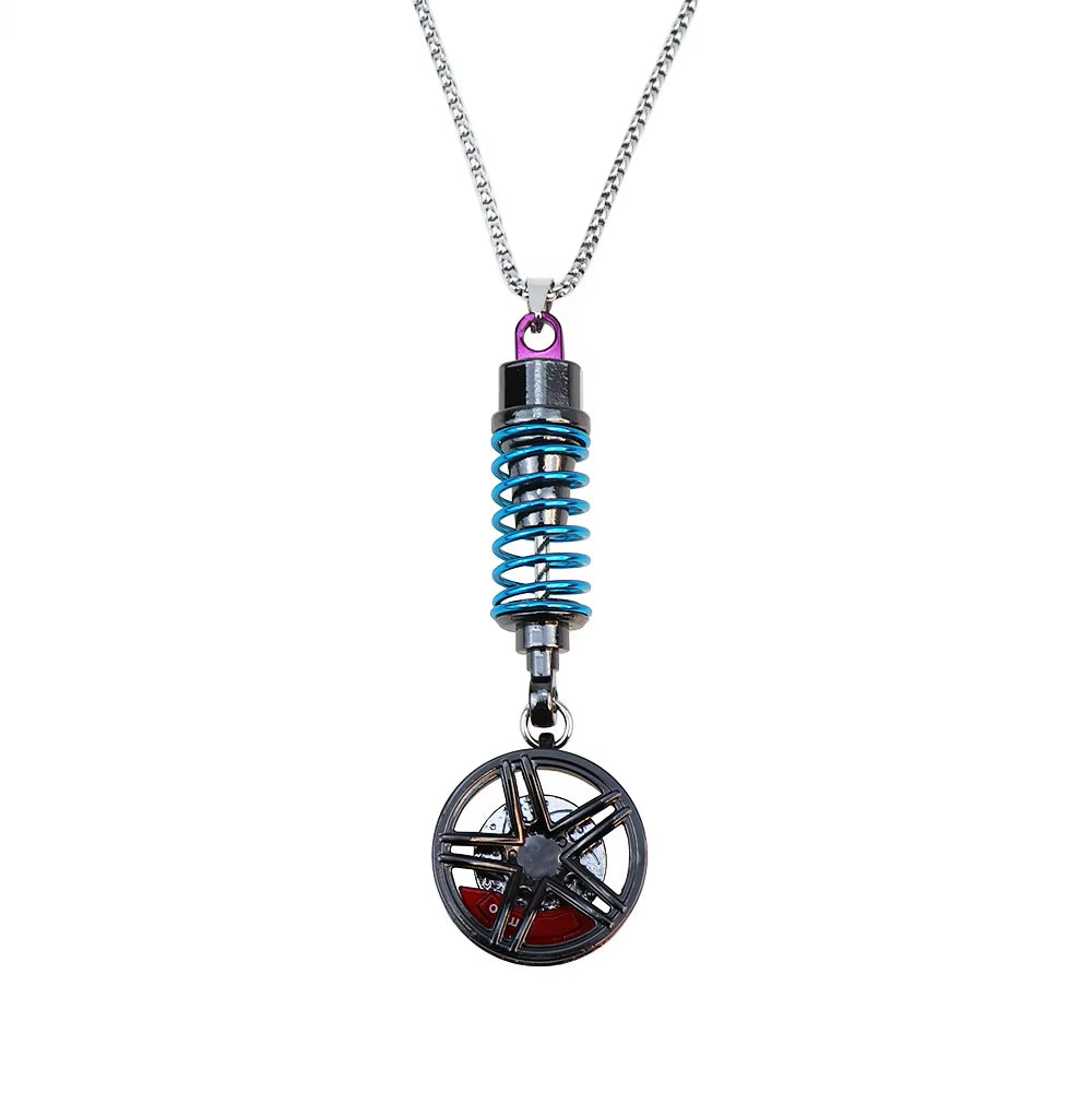 Car Mirror Rearview Pendant Auto Interior Decor Pendants Aluminum Wheel with Shock Absorber Ornament Hanging Accessories