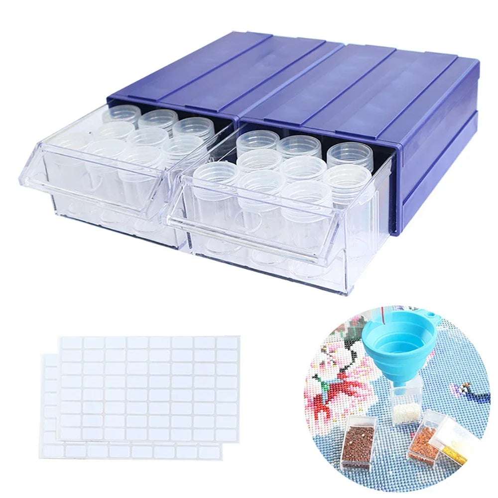 The New Diamond Painting Tool Diy Storage Box Nail Jewelry Storage Drawer Box round Bottle Diamond Drill Plate Combination Set