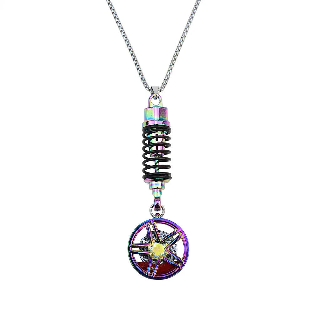 Car Mirror Rearview Pendant Auto Interior Decor Pendants Aluminum Wheel with Shock Absorber Ornament Hanging Accessories