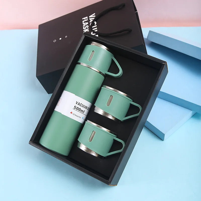500ML Stainless Steel Vacuum Flask Office Business Style Thermos Cup Coffee Tea Insulation Cup Outdoor Thermal Water Bottle