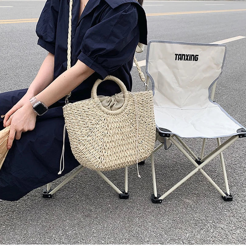 Straw Woven Handbags for Women Handmade Travel Seaside Beach Bag Summer New Handle Bucket Bag Shopping Tote Bag Basket Bolsa