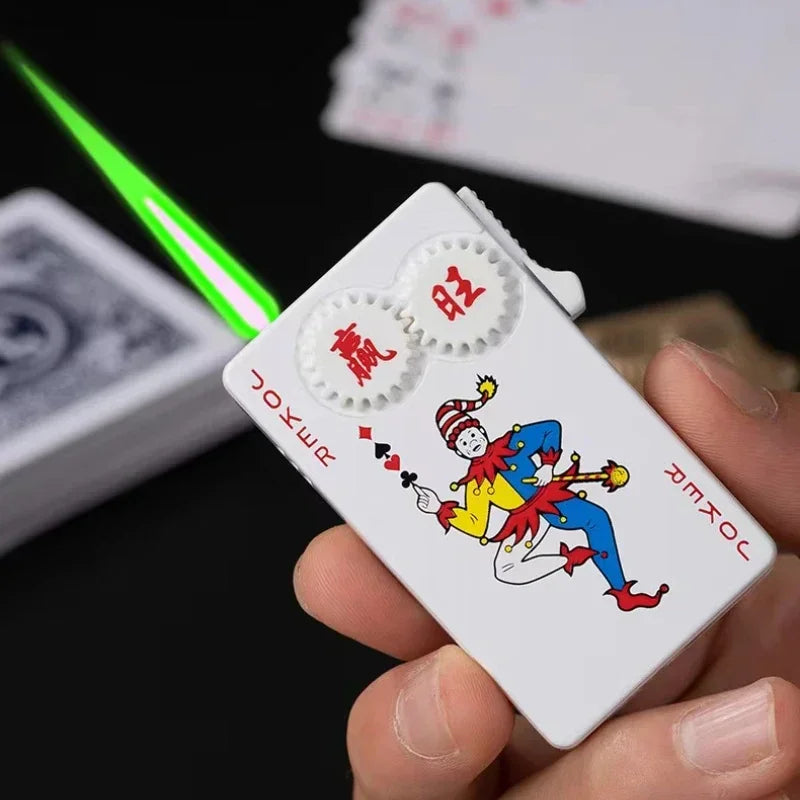 Creative Playing Cards Ace of Spades Lighter Butane Windproof Straight Metal Lighter Metal Fun Toy for Men Smoking Accessories