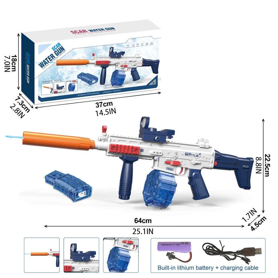 SCAR Electric Automatic Submachine M416 Water Gun Summer Outdoor Beach Firing Shooting Game Water Fight Toy for Children Gifts