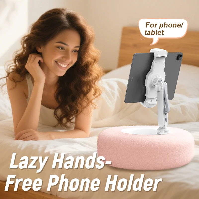 Plush Pillow Mobile Phone Tablet Holder Desktop Stand Adjustable Length Angle for Binge-Watching Live Straming Video Chat
