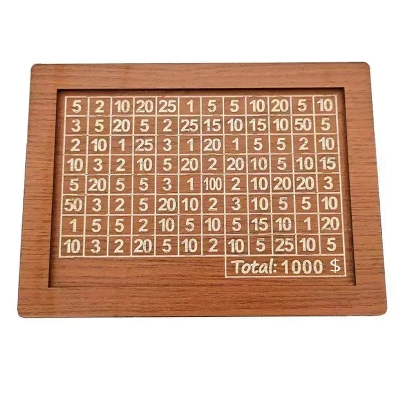 500/1000/2000/3000/5000/10000 Euro Money Box Piggy Bank Wood Money Bank Reusable Money Box with Saving Goal and Numbers Boxes