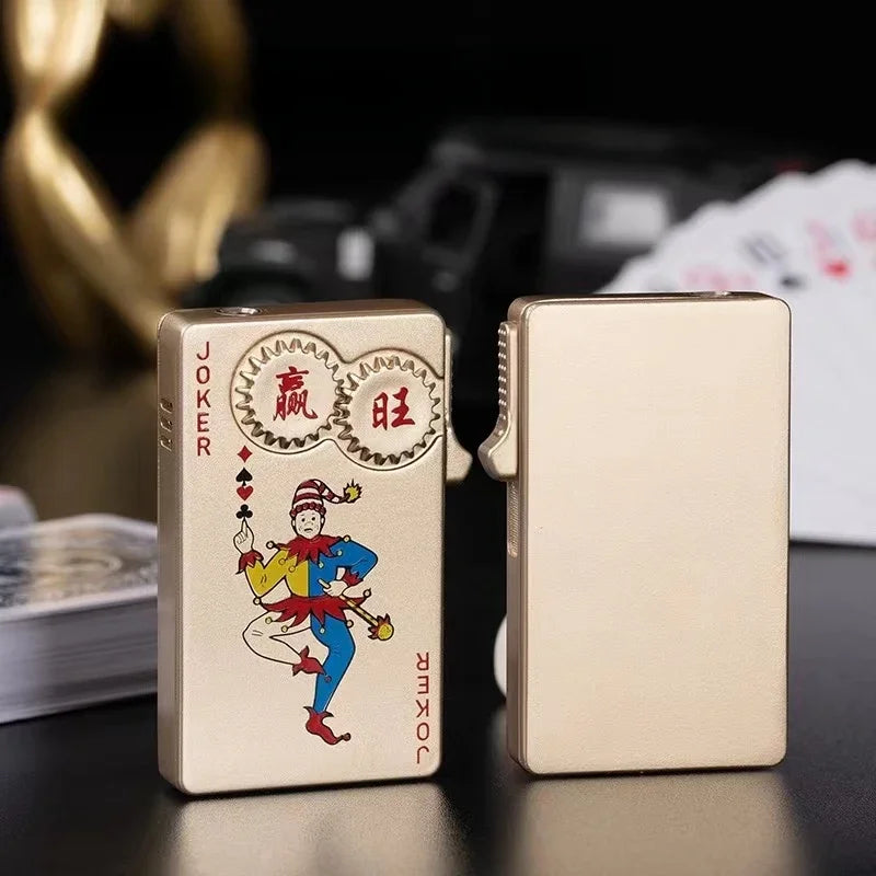 Creative Playing Cards Ace of Spades Lighter Butane Windproof Straight Metal Lighter Metal Fun Toy for Men Smoking Accessories