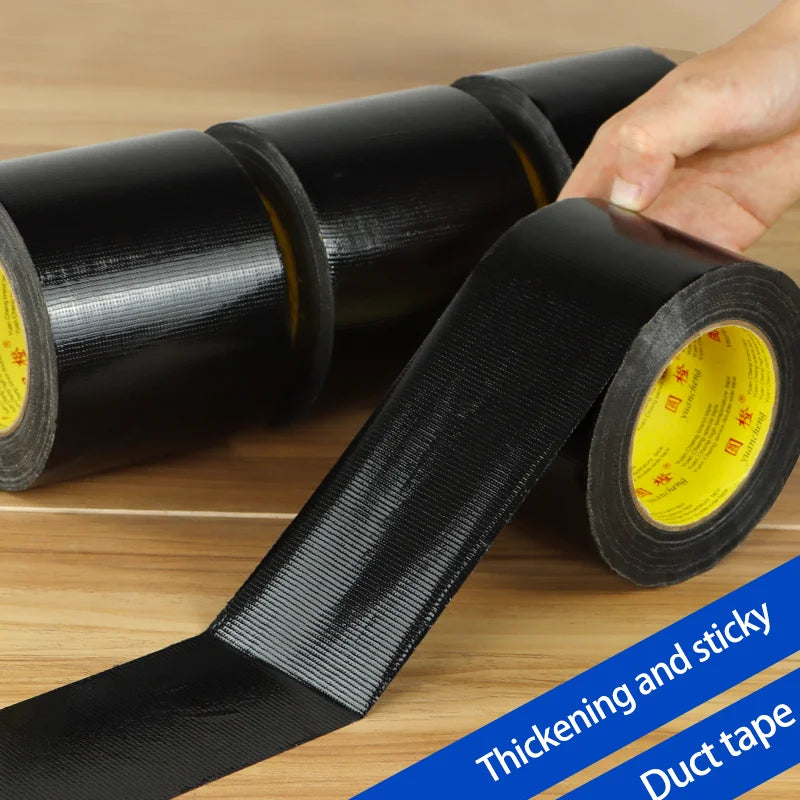 Black Adhesive Fabric Duct Tape, Electric Bicycle Seat Repair, Tarpaulin Repair,Blocks Water and Leaves No Glue，1Roll