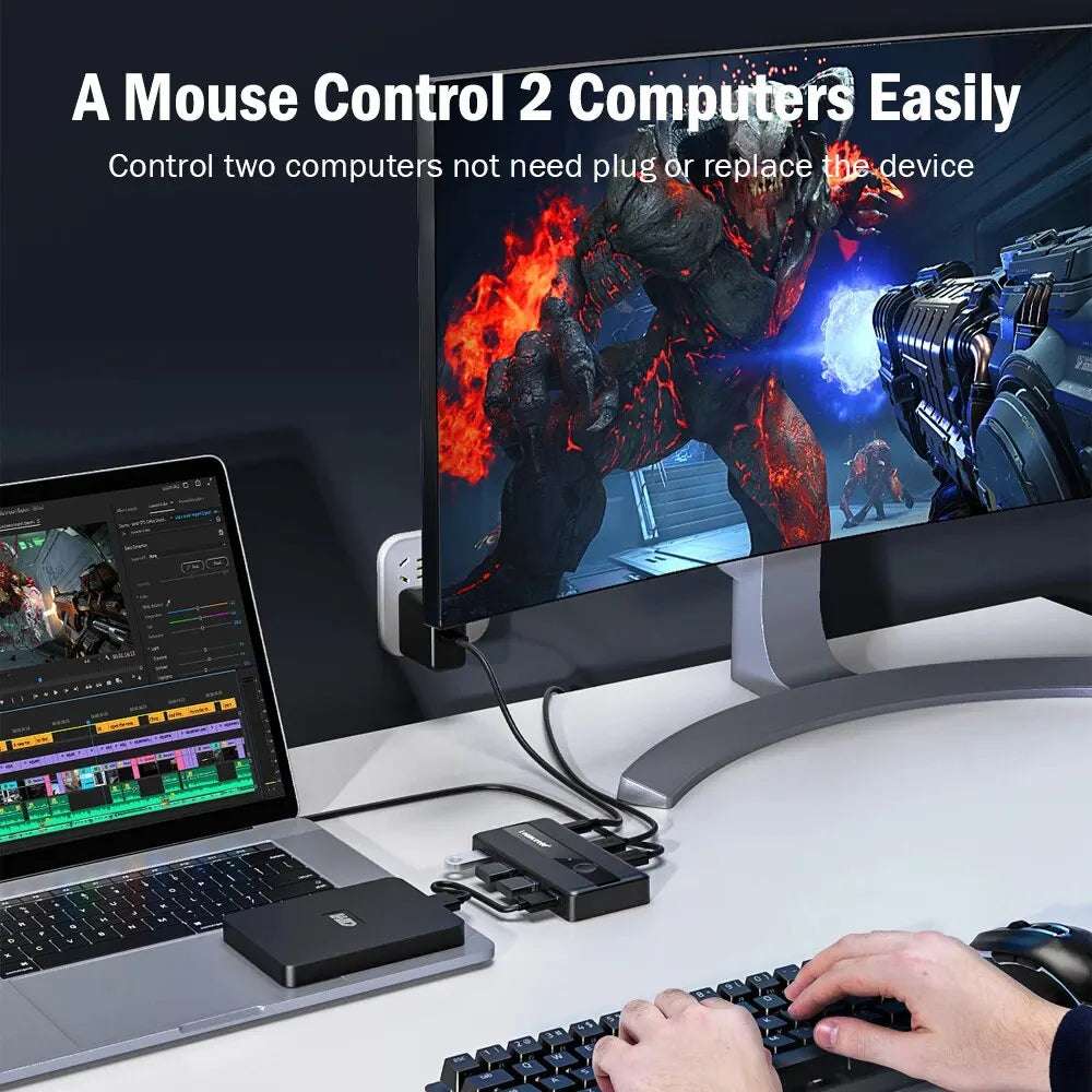 USB KVM Switch Adapter USB 3.0 Switcher 2 Input 4 Output USB Switch KVM Switcher Printer Sharer for Computer Keyboard