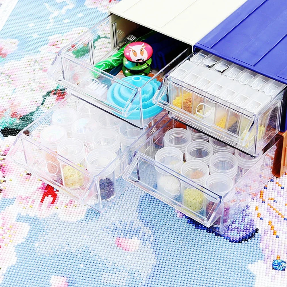 The New Diamond Painting Tool Diy Storage Box Nail Jewelry Storage Drawer Box round Bottle Diamond Drill Plate Combination Set
