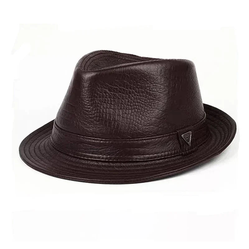 2025 Man High Quality Genuine Leather Print Crocodile Pattern Jazz Gentleman Cowskin Short Brim Black/Brown Fitted Top Hat