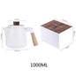Japanese Style Tea Set Wooden Handle Ceramic Tea Pot Thickened High Borosilicate Glass Transparent Heat Resistant Tea Pot