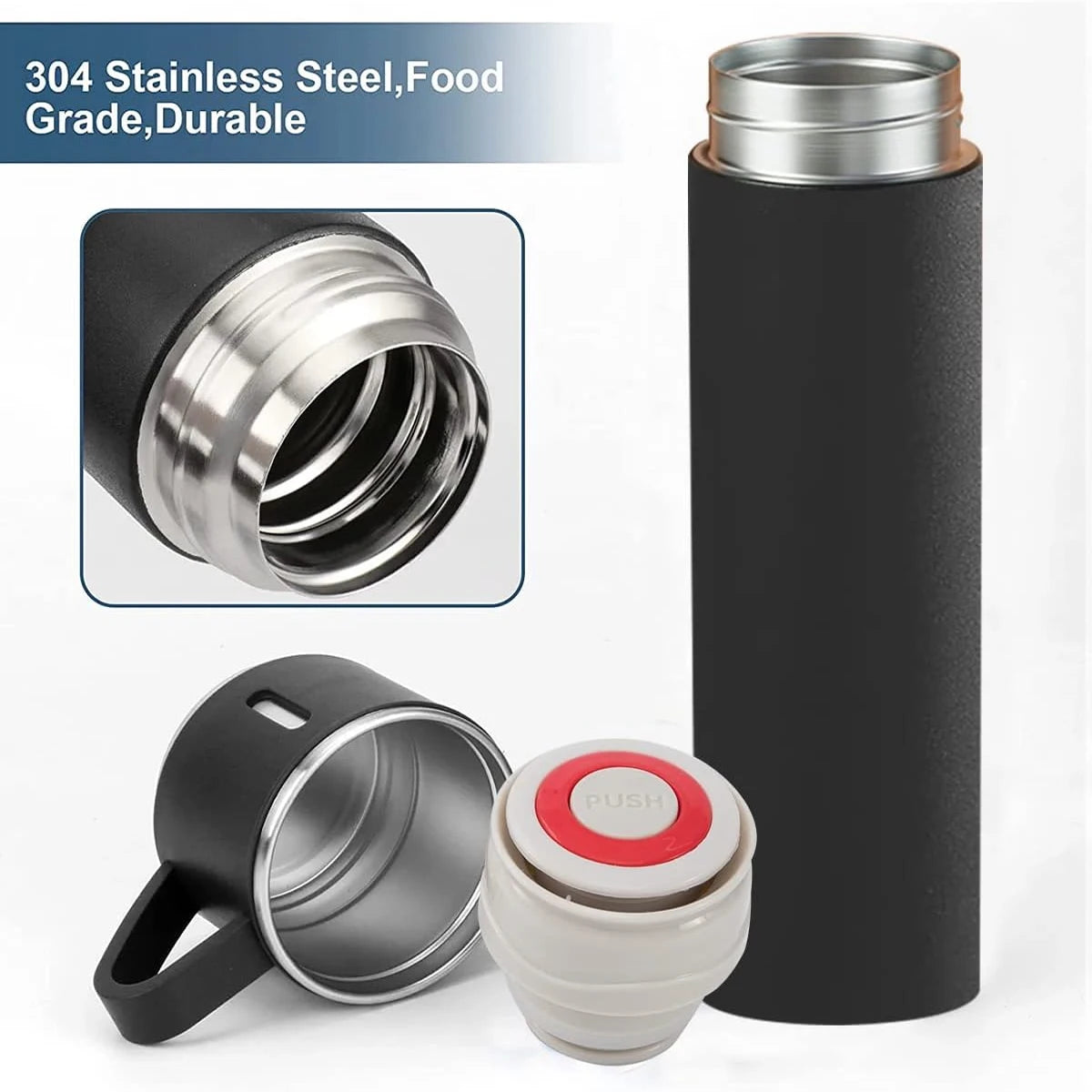 500ML Stainless Steel Vacuum Flask Office Business Style Thermos Cup Coffee Tea Insulation Cup Outdoor Thermal Water Bottle