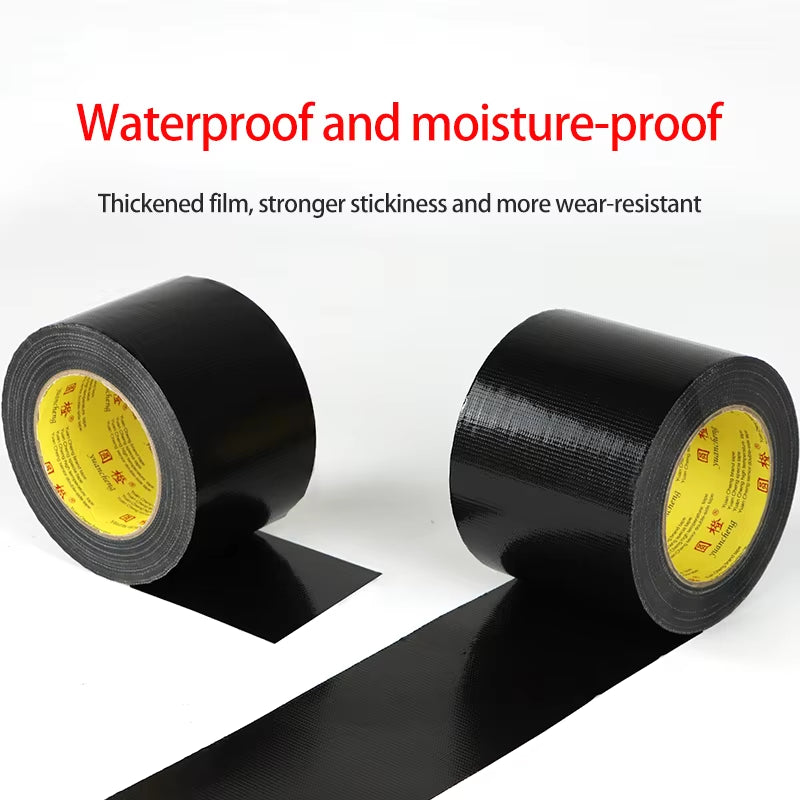 Black Adhesive Fabric Duct Tape, Electric Bicycle Seat Repair, Tarpaulin Repair,Blocks Water and Leaves No Glue，1Roll