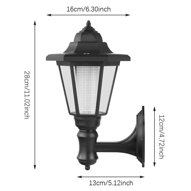 Retro Solar Wall Lights, Outdoor Hexagonal Lamp, IP65 Waterproof Fence Light, LED Landscape Lighting, for Courtyard,Gargen,Decor