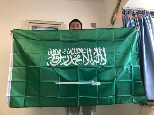 SKY FLAG Saudi Arabia Flag 90*150Cm Hanging Polyester Saudi Arabia National Flag Banner for Decoration