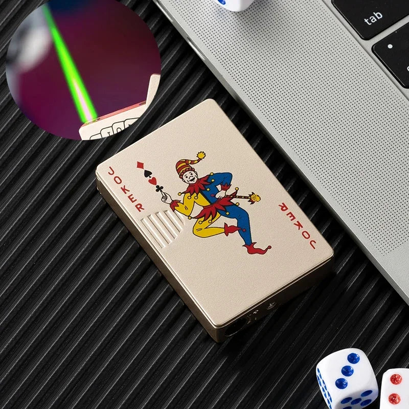 Creative Playing Cards Ace of Spades Lighter Butane Windproof Straight Metal Lighter Metal Fun Toy for Men Smoking Accessories