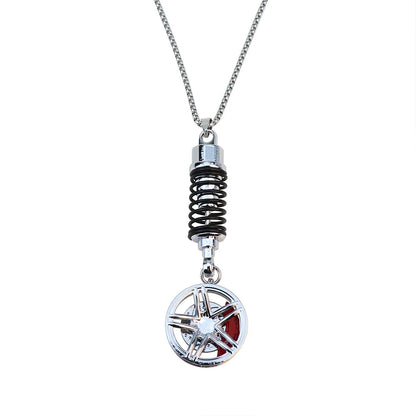 Car Mirror Rearview Pendant Auto Interior Decor Pendants Aluminum Wheel with Shock Absorber Ornament Hanging Accessories