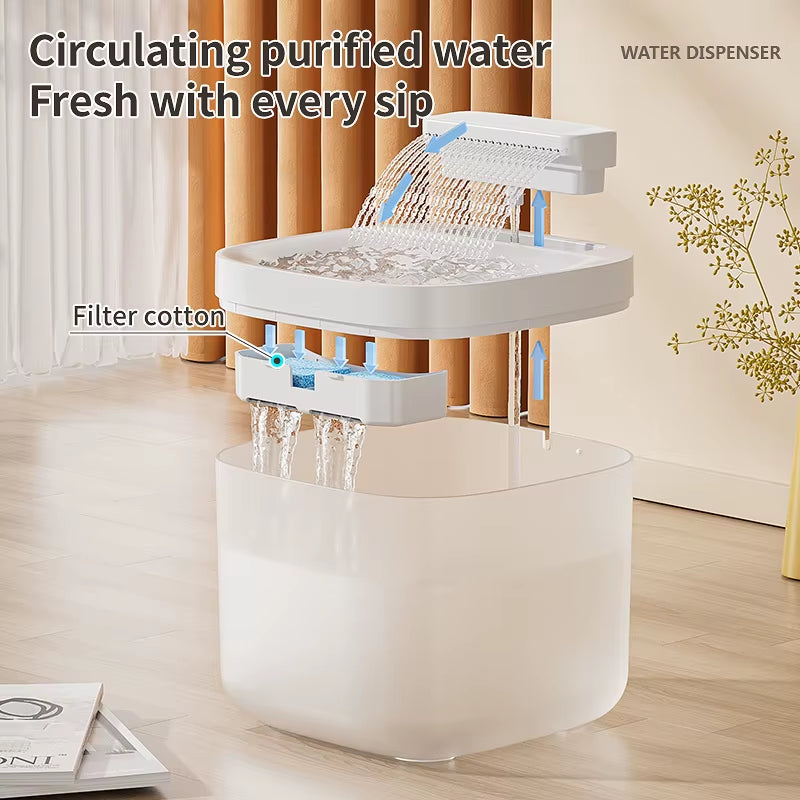 3L USB Pet Water Fountain with Pump & Filter Anti-Dry Burning Cat Water Dispenser Auto Recirculating Pet Water Flow Drinker