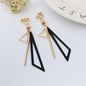 Korean Personality Fashion Triangle Geometric Clip on Earrings without Piercing Retro Female Tassel Long Women Ear Clips Jewelry