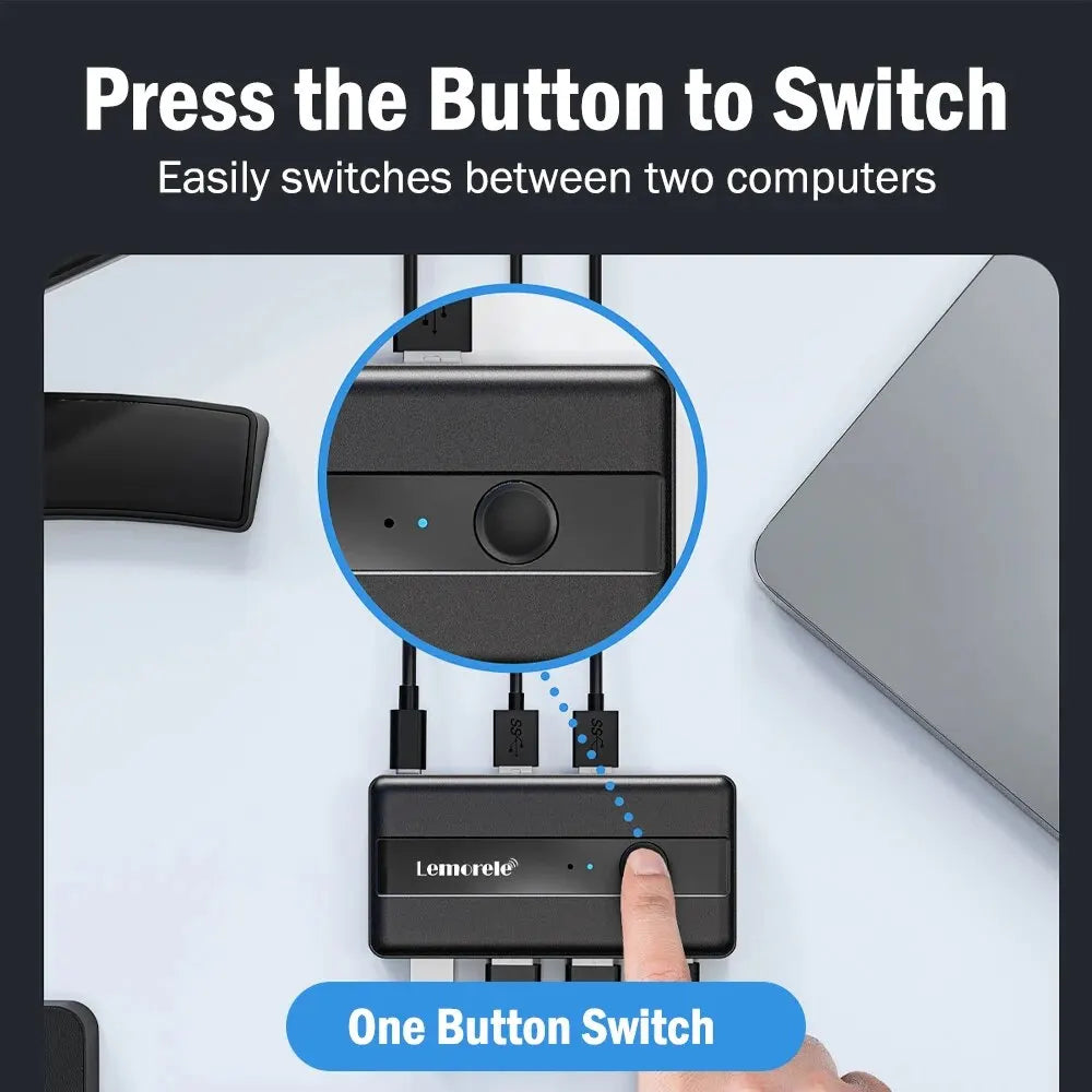 USB KVM Switch Adapter USB 3.0 Switcher 2 Input 4 Output USB Switch KVM Switcher Printer Sharer for Computer Keyboard