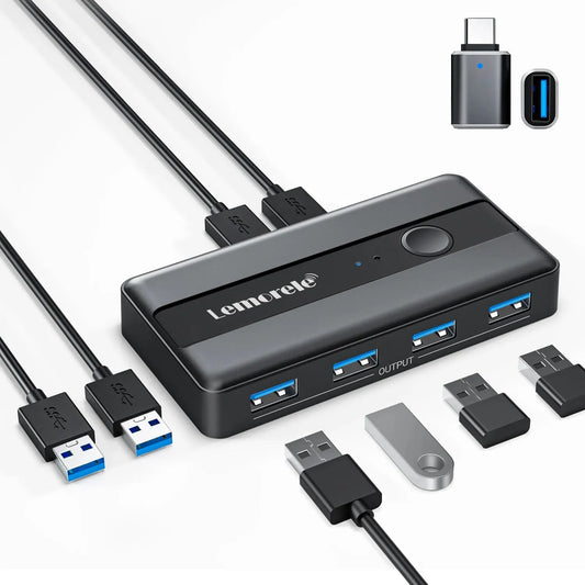USB KVM Switch Adapter USB 3.0 Switcher 2 Input 4 Output USB Switch KVM Switcher Printer Sharer for Computer Keyboard