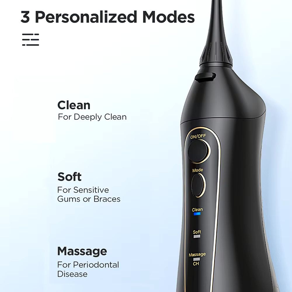 Aquafloss Pro 300ML Water Flosser - Rechargeable Oral Irrigator with 3 Cleaning Modes