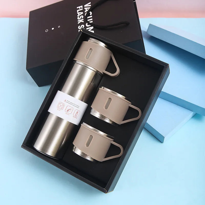 500ML Stainless Steel Vacuum Flask Office Business Style Thermos Cup Coffee Tea Insulation Cup Outdoor Thermal Water Bottle