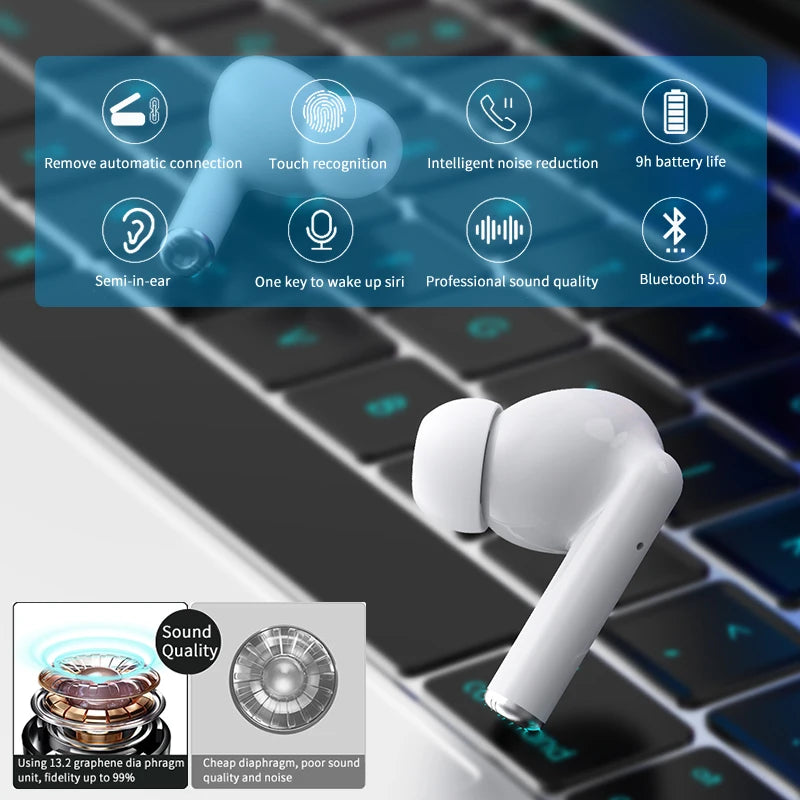 A8 Wireless Earphones TWS Bluetooth 5.0 Touch Control Sports Headphones Noise Cancelling Waterproof Earbuds for Smart Phones