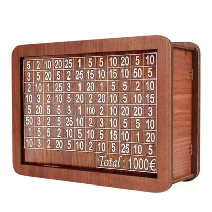 500/1000/2000/3000/5000/10000 Euro Money Box Piggy Bank Wood Money Bank Reusable Money Box with Saving Goal and Numbers Boxes