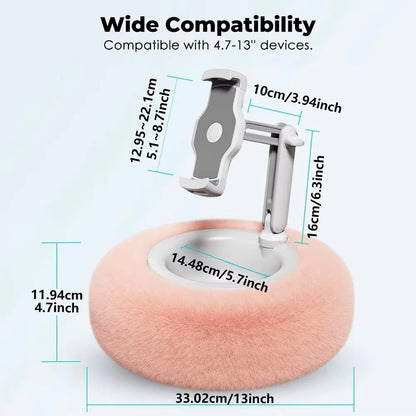 Plush Pillow Mobile Phone Tablet Holder Desktop Stand Adjustable Length Angle for Binge-Watching Live Straming Video Chat
