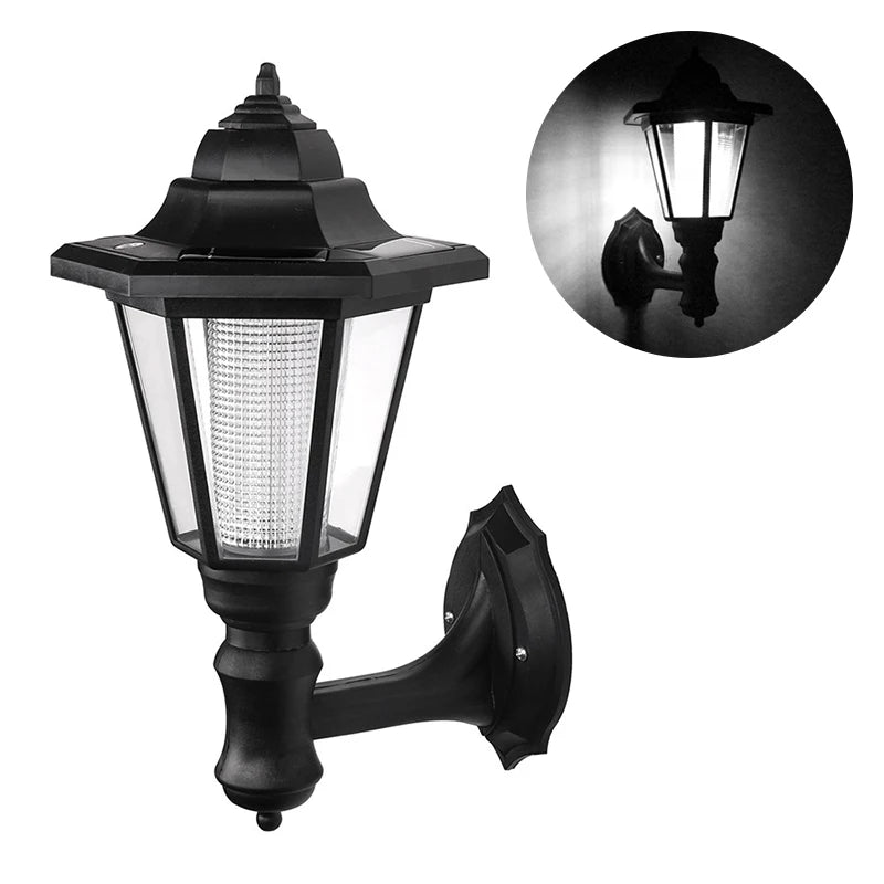 Retro Solar Wall Lights, Outdoor Hexagonal Lamp, IP65 Waterproof Fence Light, LED Landscape Lighting, for Courtyard,Gargen,Decor