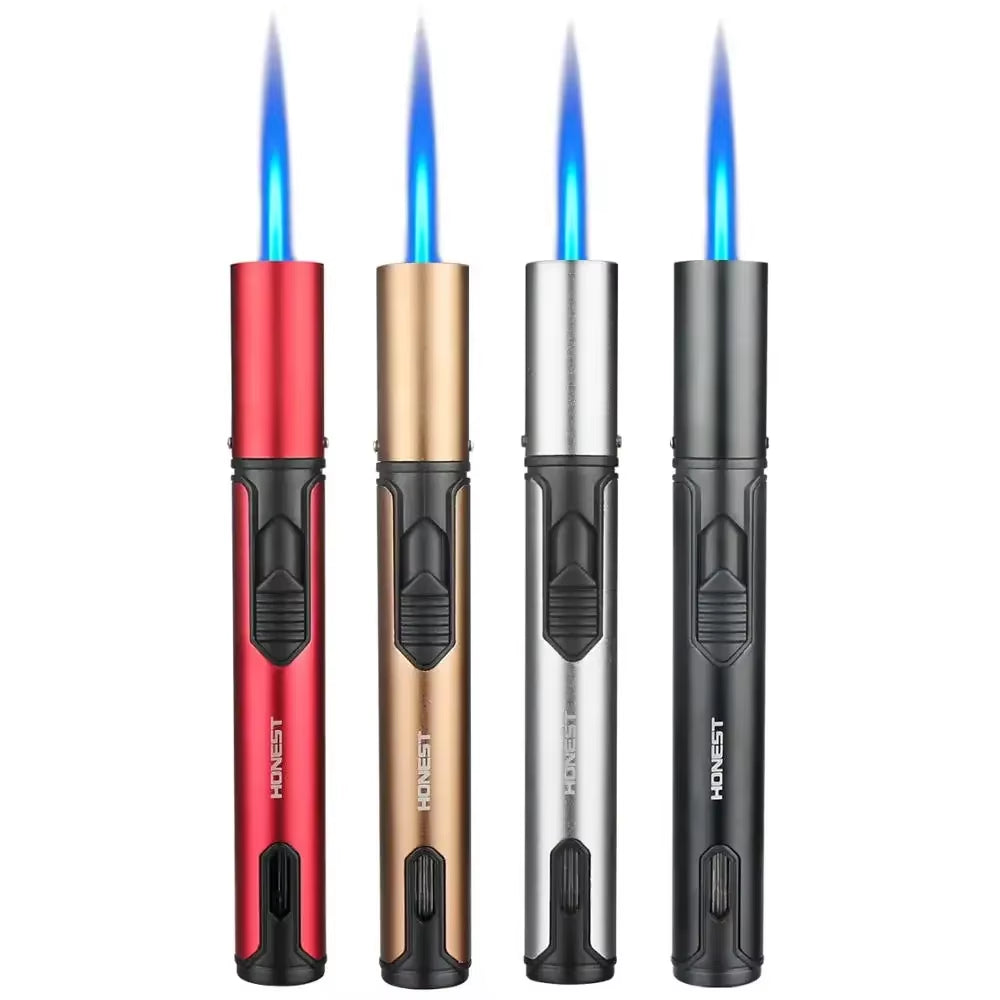 New HONEST Cigar Lighter Jet Flame Portable Butane Torch Lighter with Punch Mini Plastic Cigarette Lighter for Gift （No Gas）