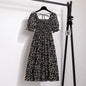 Spring Summer Chiffon Dresses Fashion Female Elastic Waist Short Sleeve Pleated Casual Dress Women A-Line Dresses Vestidos