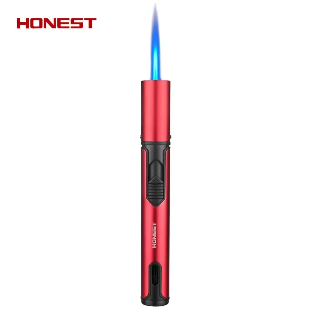 New HONEST Cigar Lighter Jet Flame Portable Butane Torch Lighter with Punch Mini Plastic Cigarette Lighter for Gift （No Gas）