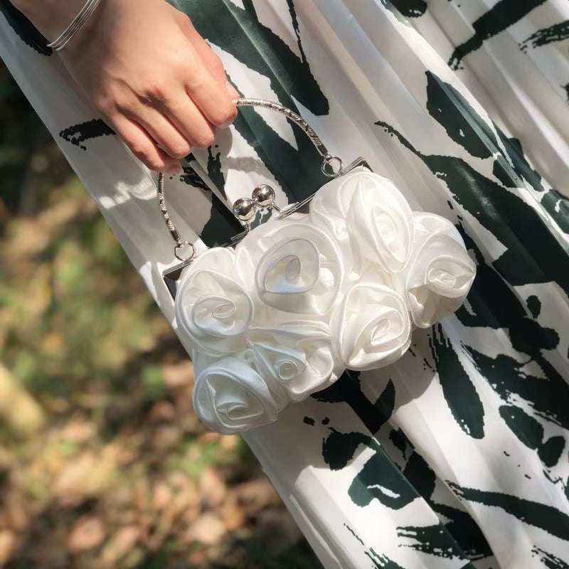 Fashion Women'S Bag Rose Flower Solid Color Handbag Casual Evening Party Wedding Handbags Luxury Women Clutch Bag Сумка Женская