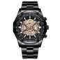 2024  Mens Watches Top Brand Luxury Stainless Steel Waterproof Hollow Out Blue Big Male Wristwatches Relogio Masculino