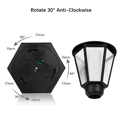 Retro Solar Wall Lights, Outdoor Hexagonal Lamp, IP65 Waterproof Fence Light, LED Landscape Lighting, for Courtyard,Gargen,Decor